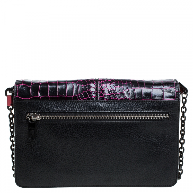 Pre Owned Kenzo Multicolor Croc Embossed Leather Le Diz Huit Shoulder Bag