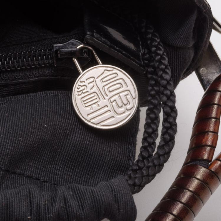 Pre Owned Kenzo Vintage Black Leather Bucket Bag 