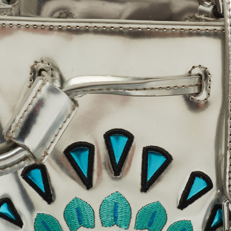 Pre Owned Kenzo Silver Laminated Leather Eye Bucket Bag 