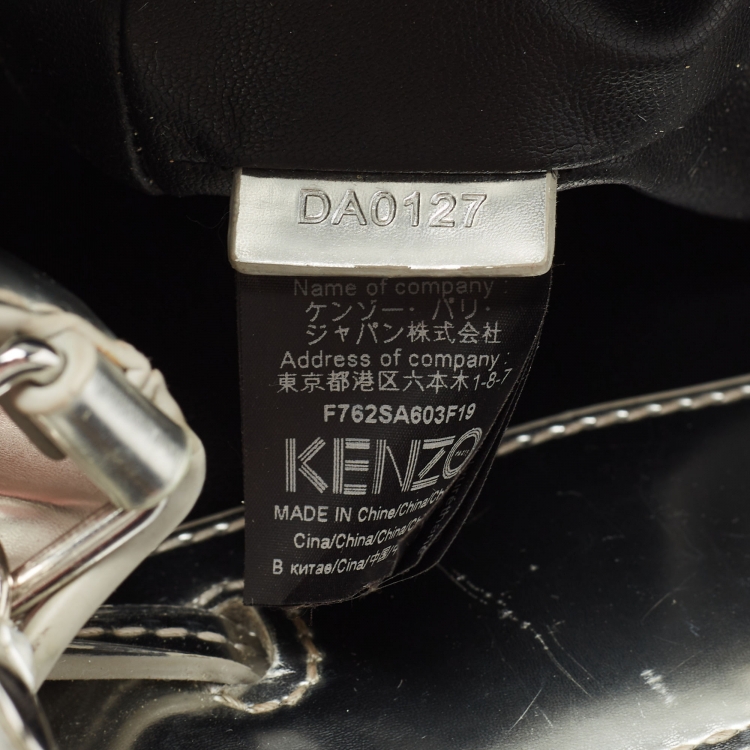 Pre Owned Kenzo Silver Laminated Leather Eye Bucket Bag 