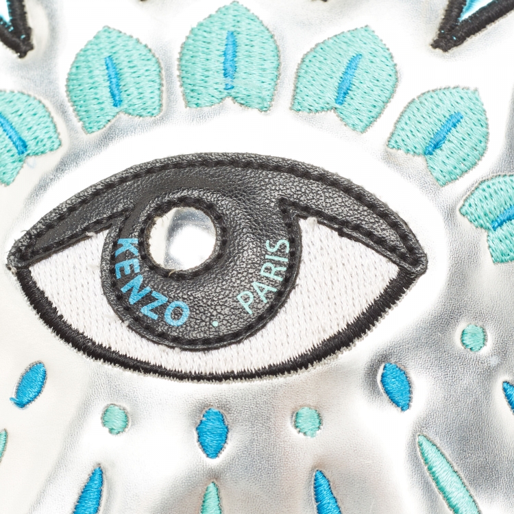 Pre Owned Kenzo Silver Laminated Leather Eye Bucket Bag 