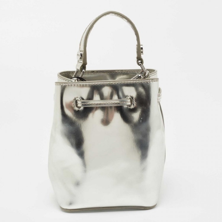 Pre Owned Kenzo Silver Laminated Leather Eye Bucket Bag 