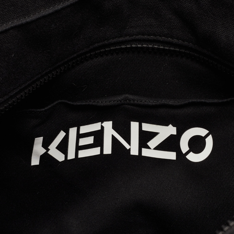 Pre Owned Kenzo Black/White Canvas Logo Shopper Tote