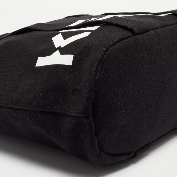 Pre Owned Kenzo Black/White Canvas Logo Shopper Tote