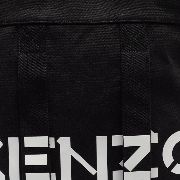 Pre Owned Kenzo Black/White Canvas Logo Shopper Tote