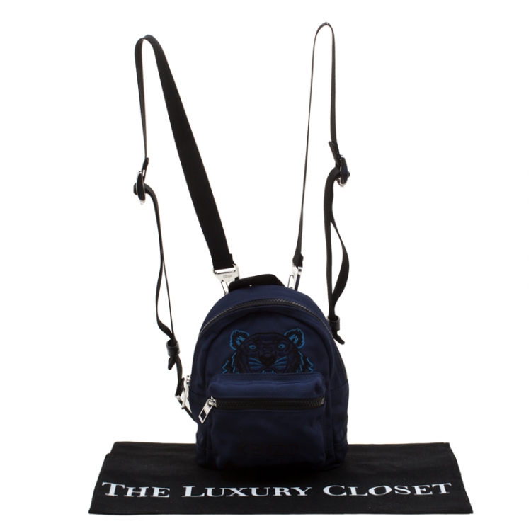 Pre Owned Kenzo Navy Blue Tiger Canvas Mini Backpack
