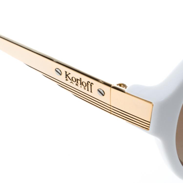 Pre Owned Korloff White Gold Mirror KOR2034 Aviator Sunglasses