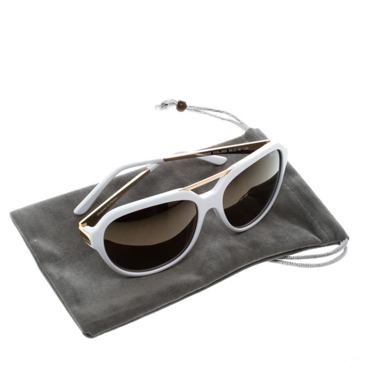 Pre Owned Korloff White Gold Mirror KOR2034 Aviator Sunglasses