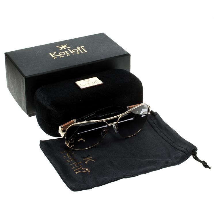 مملوكة مسبقًا Korloff Gold/Black Gradient KOR2032 Aviator Sunglasses