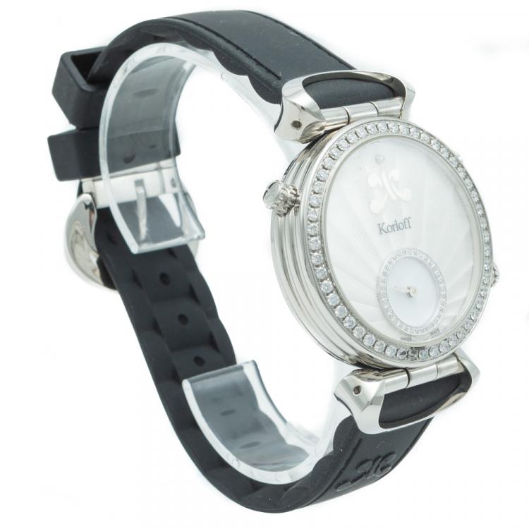 Pre Owned Korloff Cassiopee Reversible Diamond Dial & Bezel Steel Women's Watch 32 MM