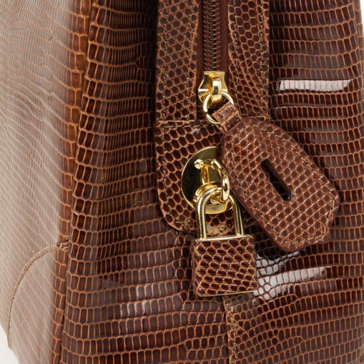 Pre Owned Lana Marks Brown Lizard Large Jet Tote