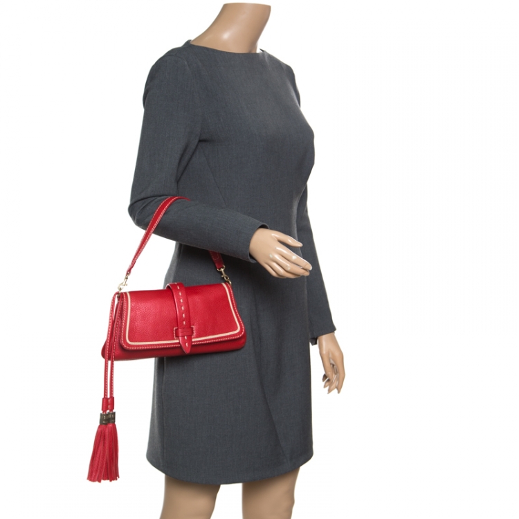 Pre Owned Lancel Red Leather Clutch