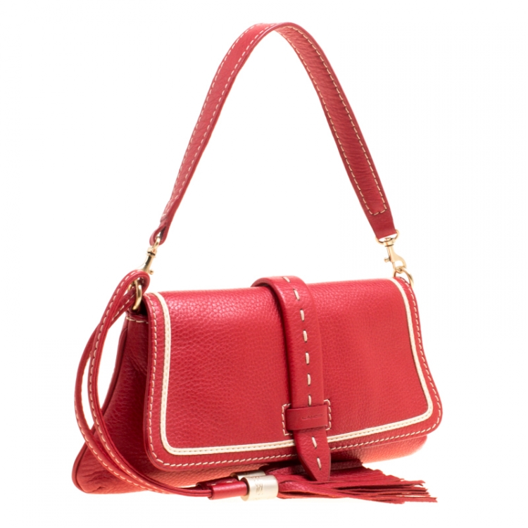 Pre Owned Lancel Red Leather Clutch