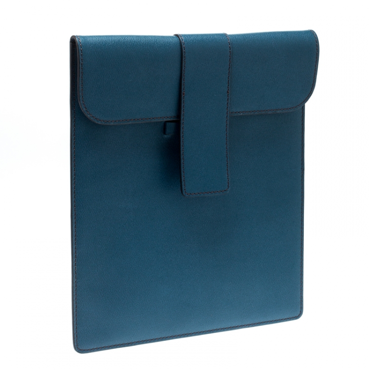 Pre Owned Lancel Blue Leather iPad Case
