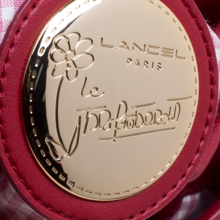 Pre Owned Lancel Red Alcantara Embroidered Le Brigitte Bardot Bucket Bag
