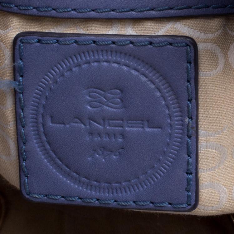 Pre Owned Lancel Blue Croc Embossed Leather Premier Flirt Bucket Bag