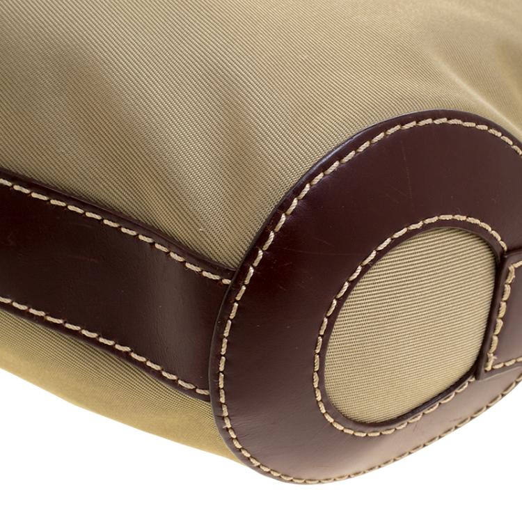 Pre Owned Lancel Beige and Brown Nylon and Leather Tote