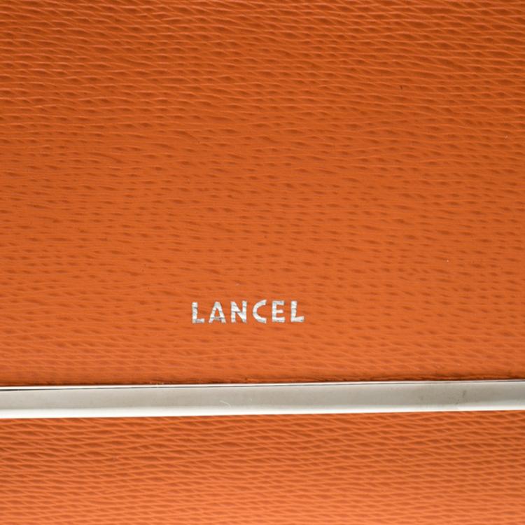Pre Owned Lancel Orange Leather Enveloppe Continental Wallet 