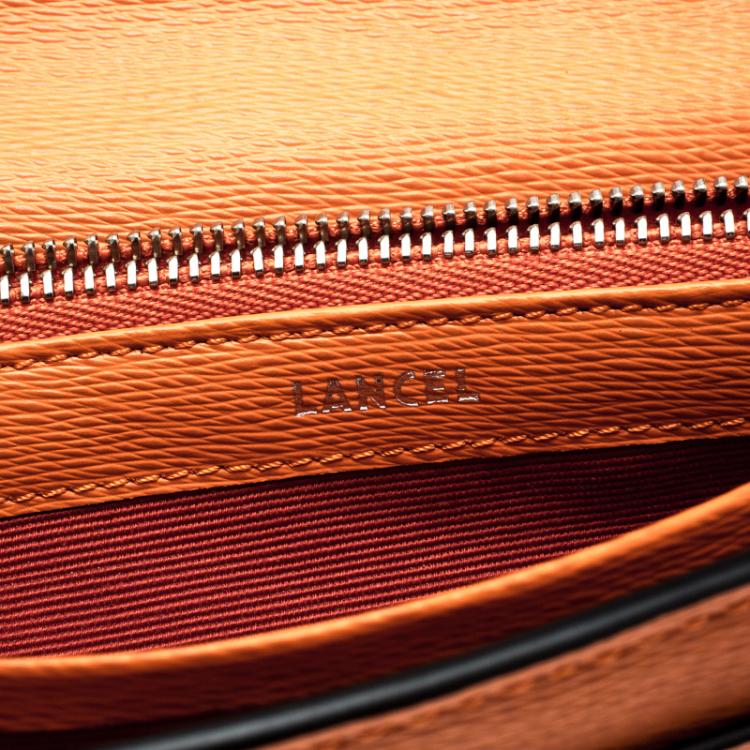 Pre Owned Lancel Orange Leather Enveloppe Continental Wallet 