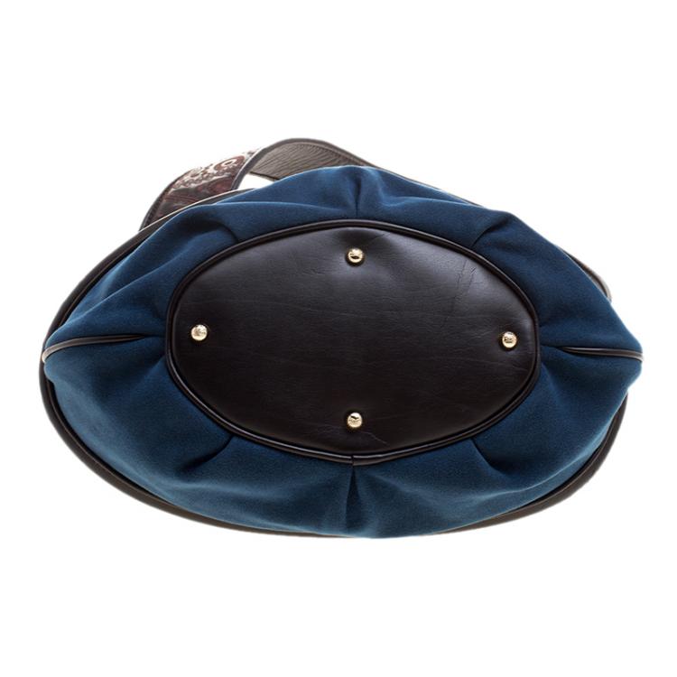 Pre Owned Lancel Blue Suede Le Brigitte Bardot Bucket Bag