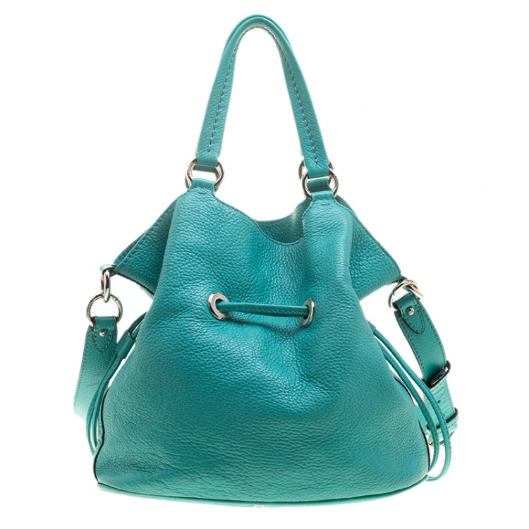 Pre Owned Lancel Green Leather Premiere Flirt Bucket Shoulder Bag