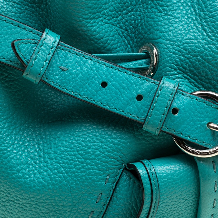Pre Owned Lancel Green Leather Premiere Flirt Bucket Shoulder Bag