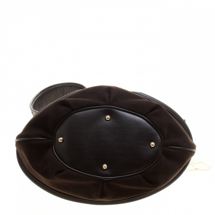 Pre Owned Lancel Brown Suede and Leather Le Brigitte Bardot Hobo