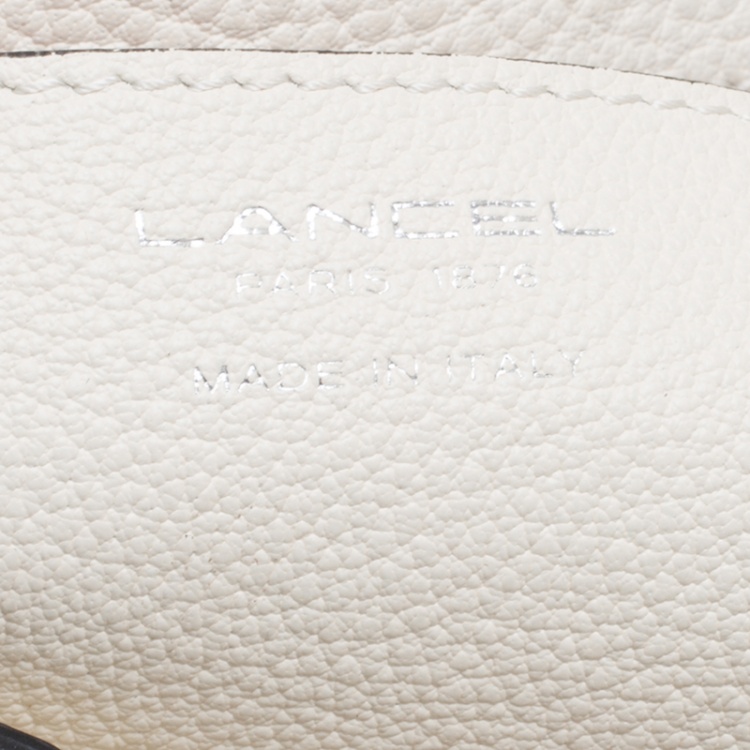 Pre Owned Lancel Off White Grained Leather Medium Charlie De Lancel Top Handle Bag