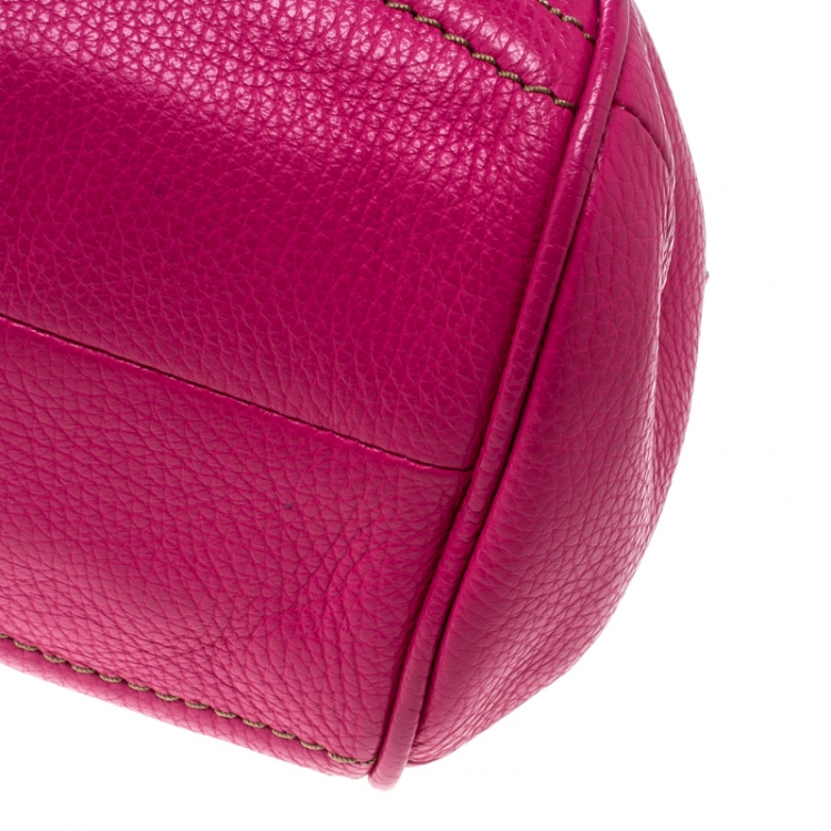 Pre Owned Lancel Pink Leather La Charmeuse Top Handle Bag