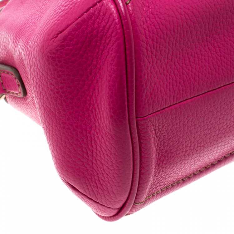 Pre Owned Lancel Pink Leather La Charmeuse Top Handle Bag