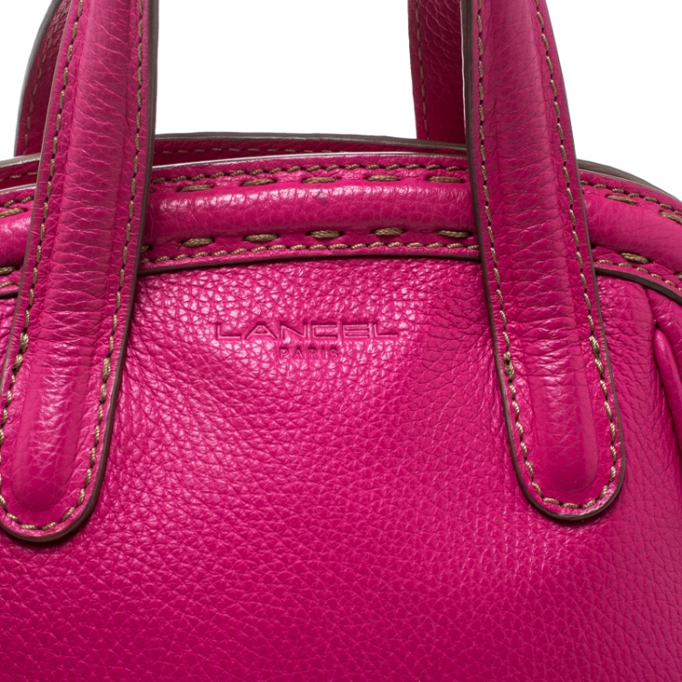 Pre Owned Lancel Pink Leather La Charmeuse Top Handle Bag