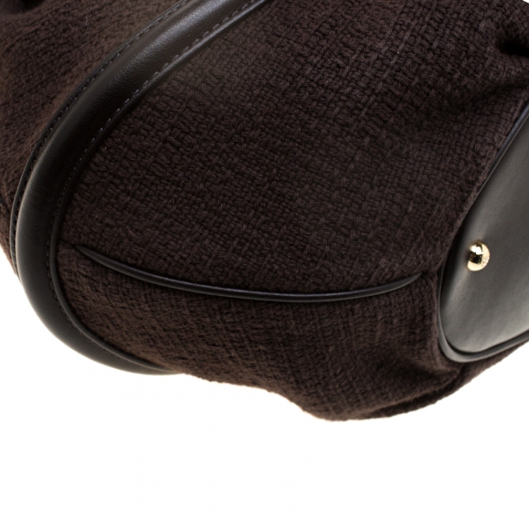 Pre Owned Lancel Brown Fabric and Leather Le Brigitte Bardot Hobo