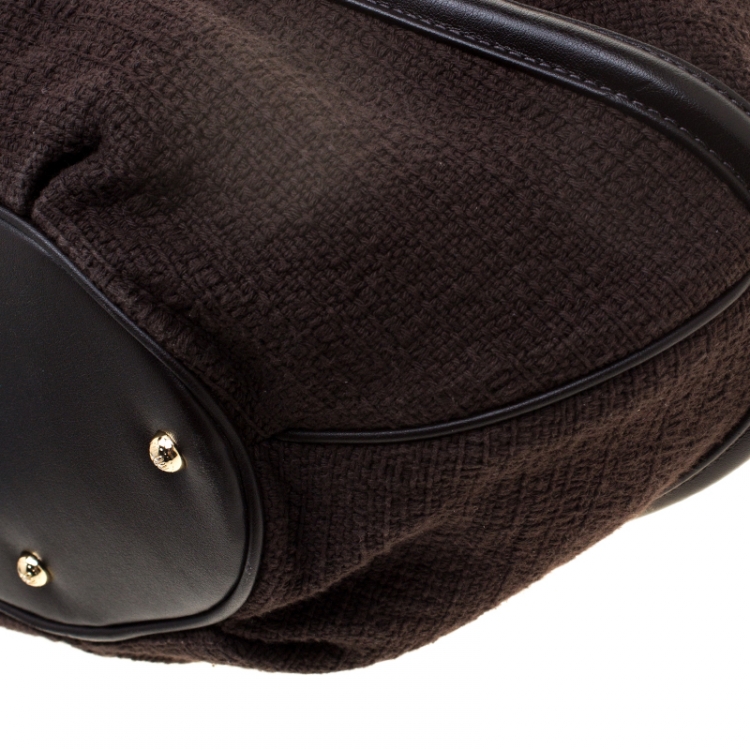 Pre Owned Lancel Brown Fabric and Leather Le Brigitte Bardot Hobo
