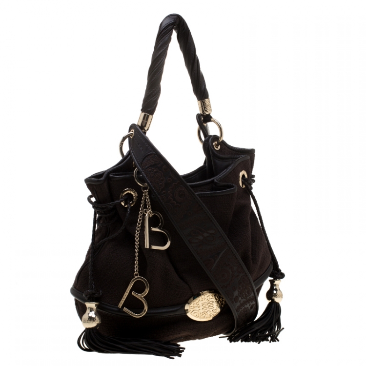 Pre Owned Lancel Brown Fabric and Leather Le Brigitte Bardot Hobo