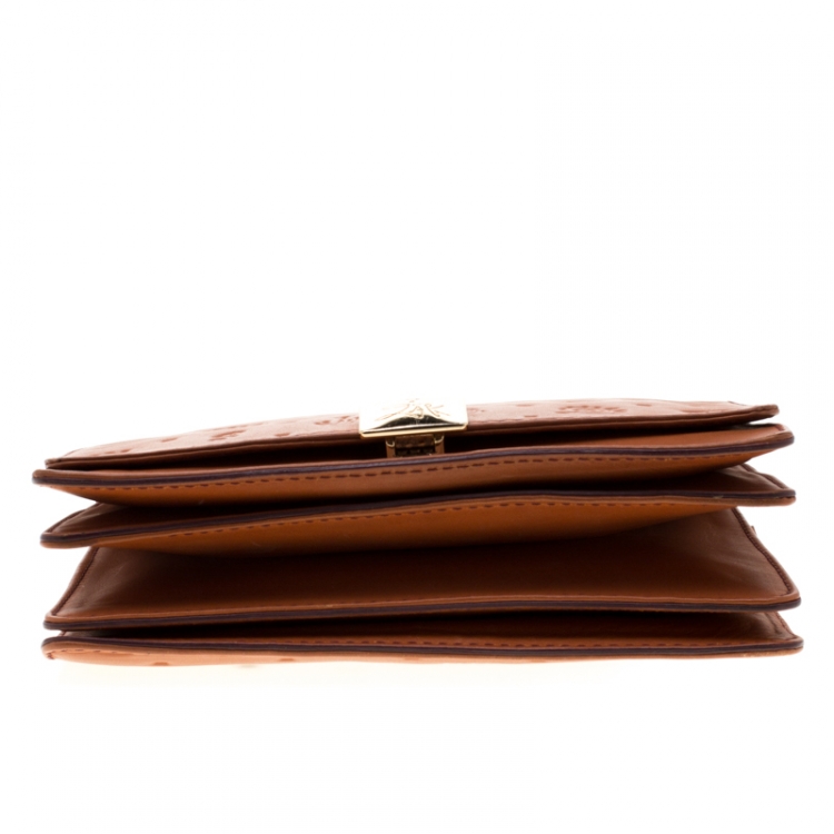 Pre Owned Lancel Brown Daligramme Leather Crossbody Bag