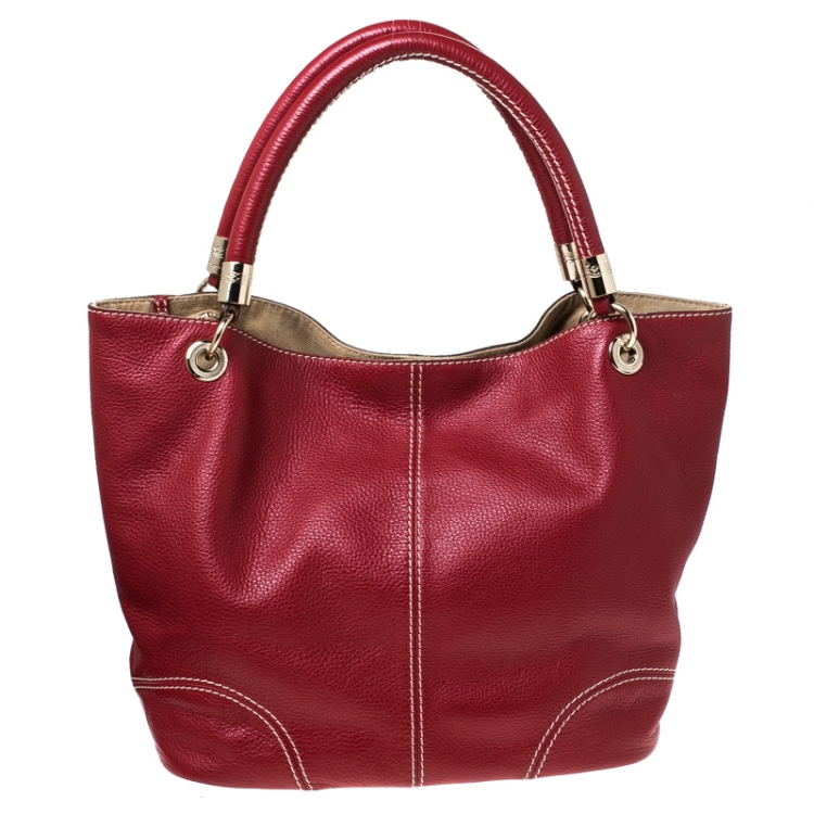 Pre Owned Lancel Red Leather French Flair Tote