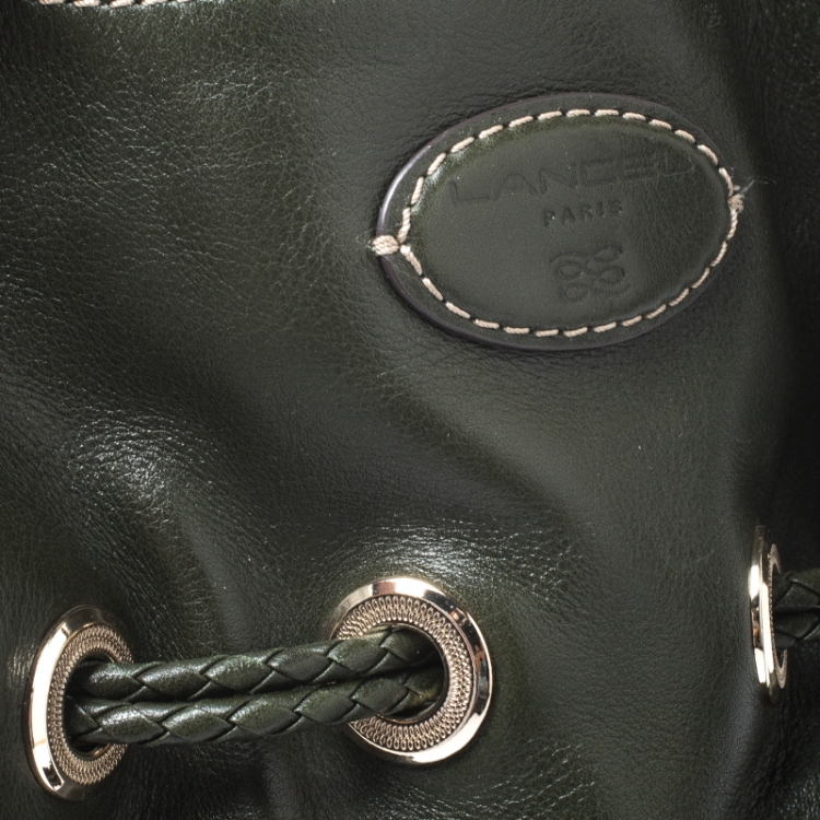Pre Owned Lancel Dark Green Leather Premier Flirt Bucket Bag