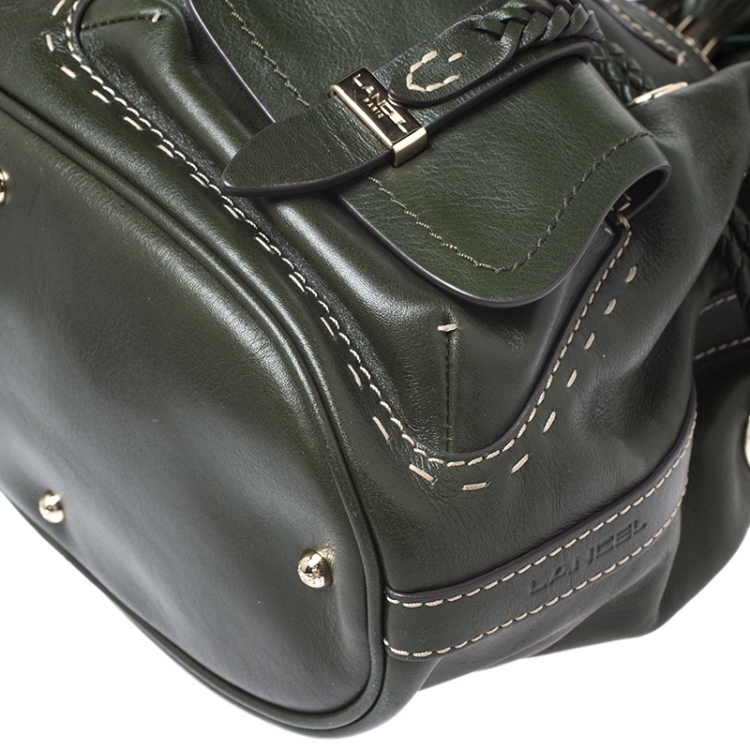 Pre Owned Lancel Dark Green Leather Premier Flirt Bucket Bag