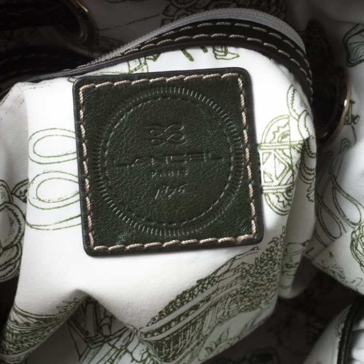 Pre Owned Lancel Dark Green Leather Premier Flirt Bucket Bag