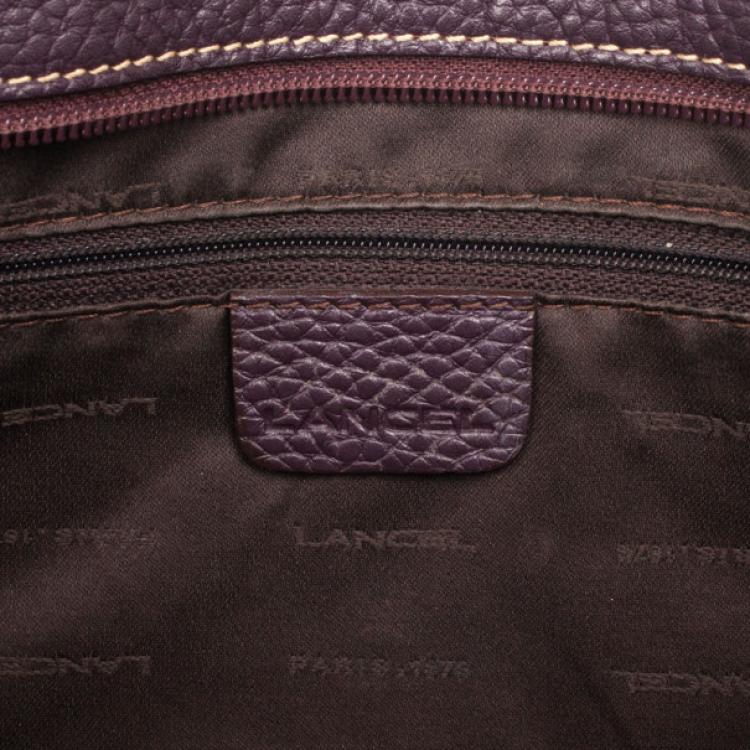 Pre Owned Lancel Purple Leather Top Handle Bag