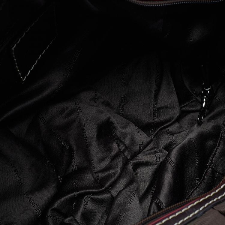 Pre Owned Lancel Brown Nylon and Leather Hobo