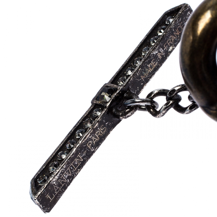 مملوكة مسبقًا Lanvin Gourmette Crystal Two Tone Chain Link Toggle Necklace