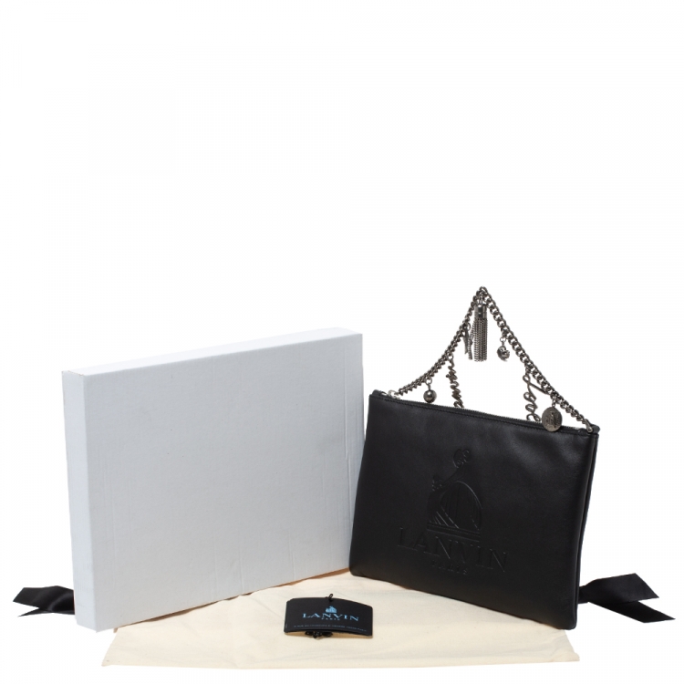 Pre Owned Lanvin Black Leather Chain Clutch