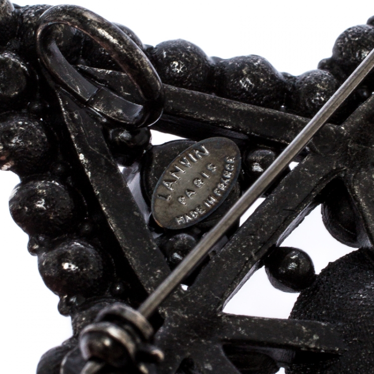 مملوكة مسبقًا Lanvin Crystal Embellished Black Tone Star Brooch / Pendant