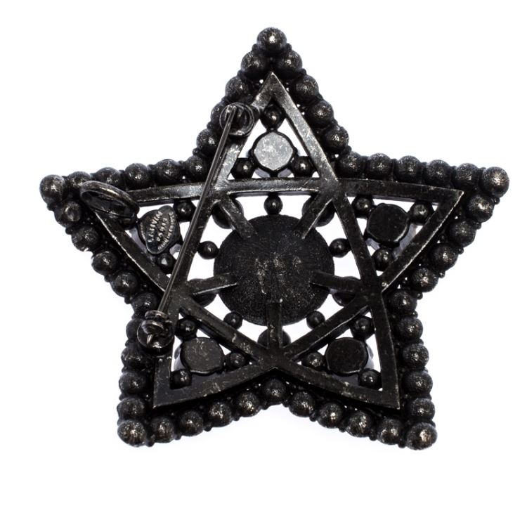 مملوكة مسبقًا Lanvin Crystal Embellished Black Tone Star Brooch / Pendant
