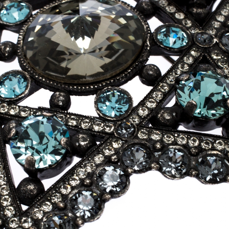 مملوكة مسبقًا Lanvin Crystal Embellished Black Tone Star Brooch / Pendant
