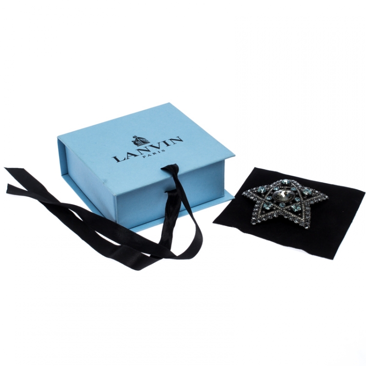 مملوكة مسبقًا Lanvin Crystal Embellished Black Tone Star Brooch / Pendant