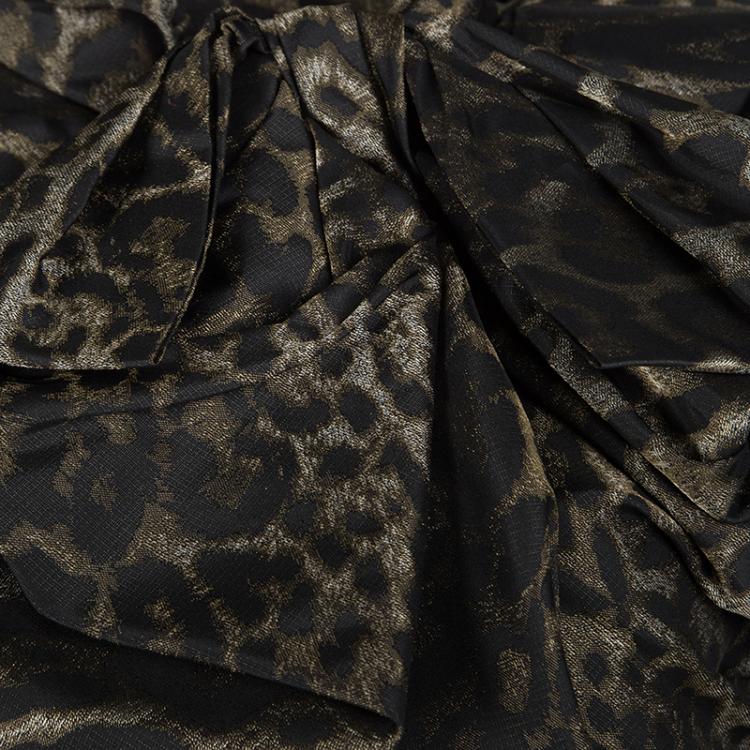 Pre Owned Lanvin Hiver'13 Brown Animal Pattern Jacquard Bow Detail Sleeveless Top S