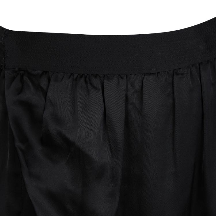 Pre Owned Lanvin Black Satin Draped Crossover Front Detail Pants S