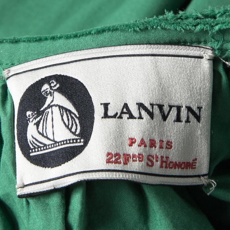 Pre Owned Lanvin Green Gathered Cotton Dress L
